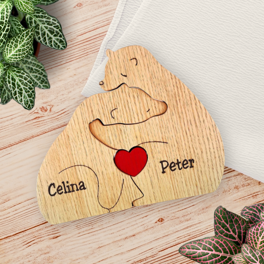 Puzzle In Legno Personalizzato Con Famiglia Di Orsi