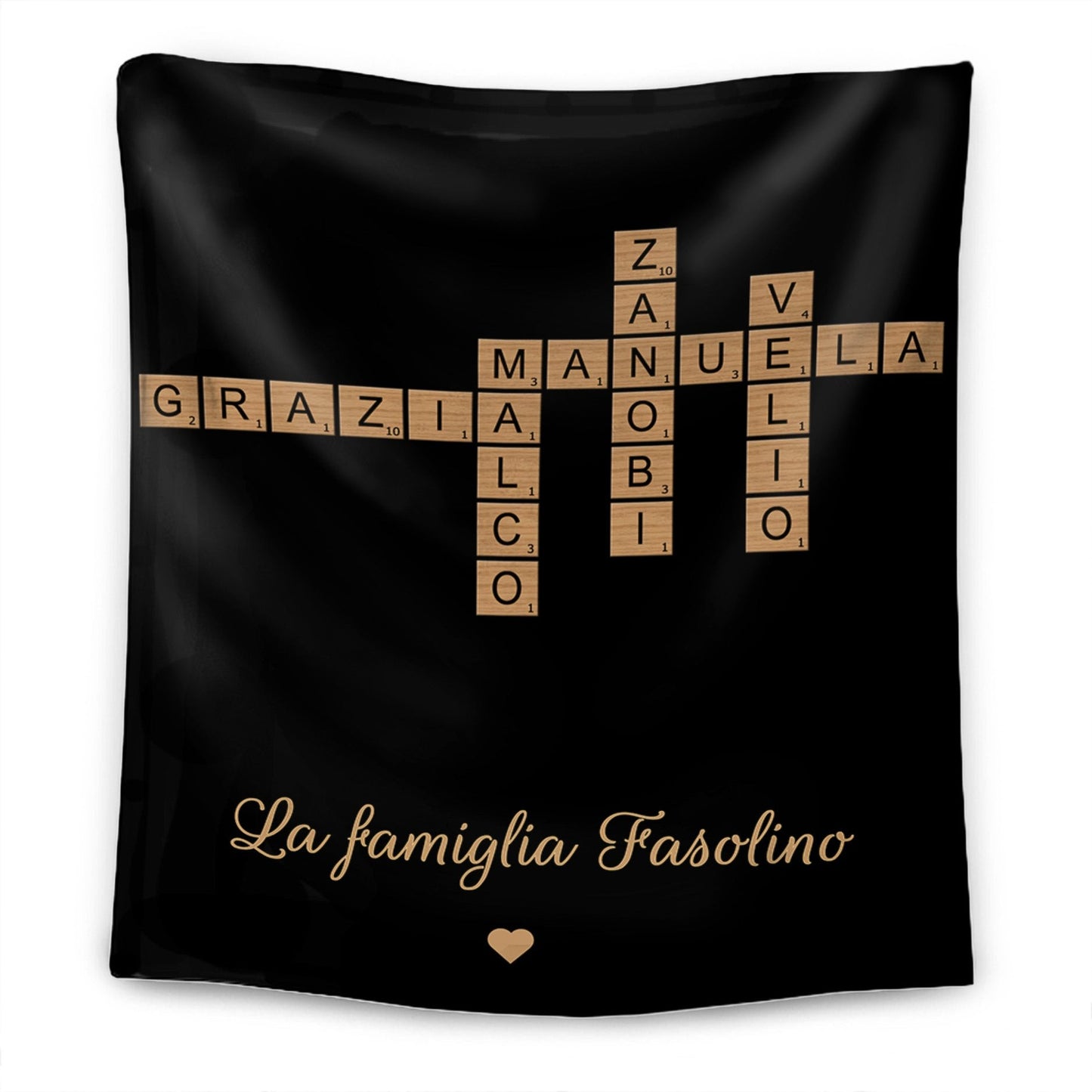Coperta Cruciverba Personalizzata Per La Famiglia - Regalo Di Natale Personalizzato Per La Famiglia