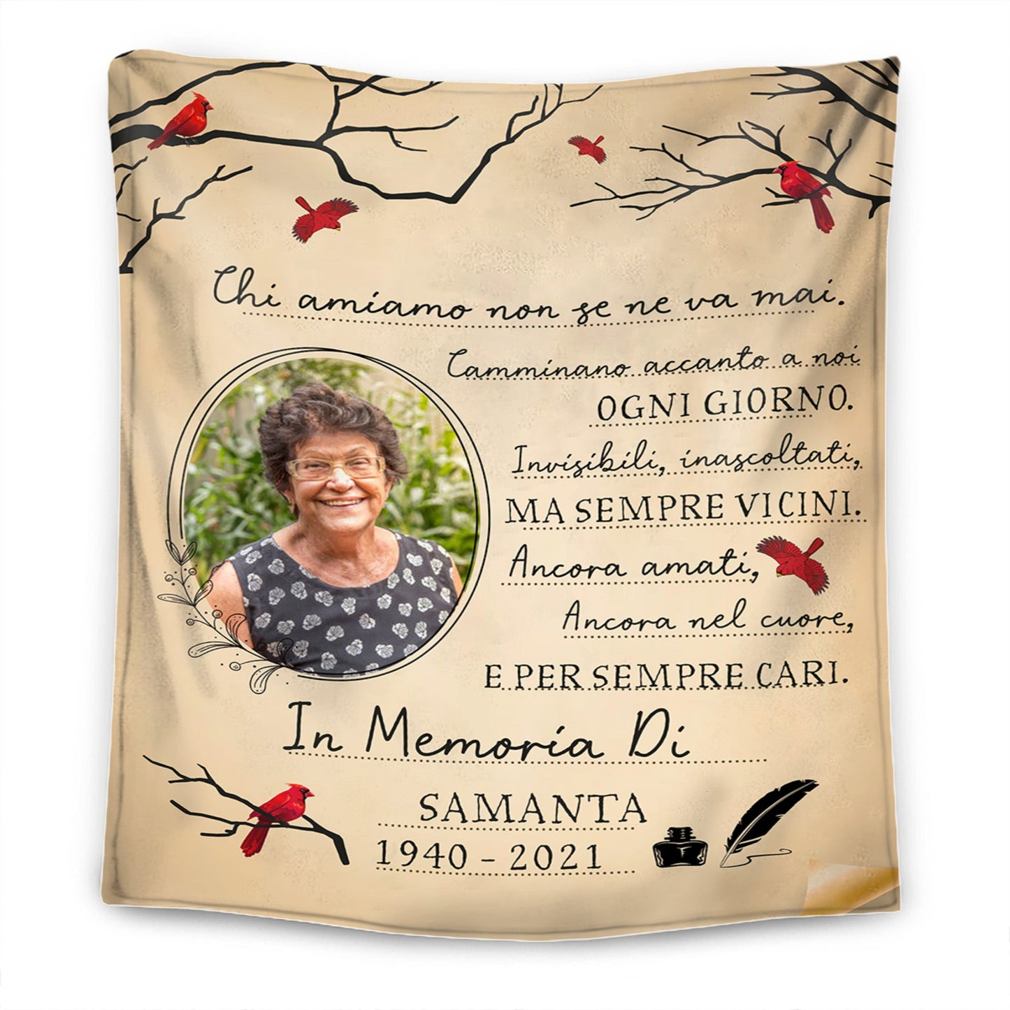Per Sempre nei Nostri Cuori – Coperta Memoriale Personalizzata per la Nonna con Foto