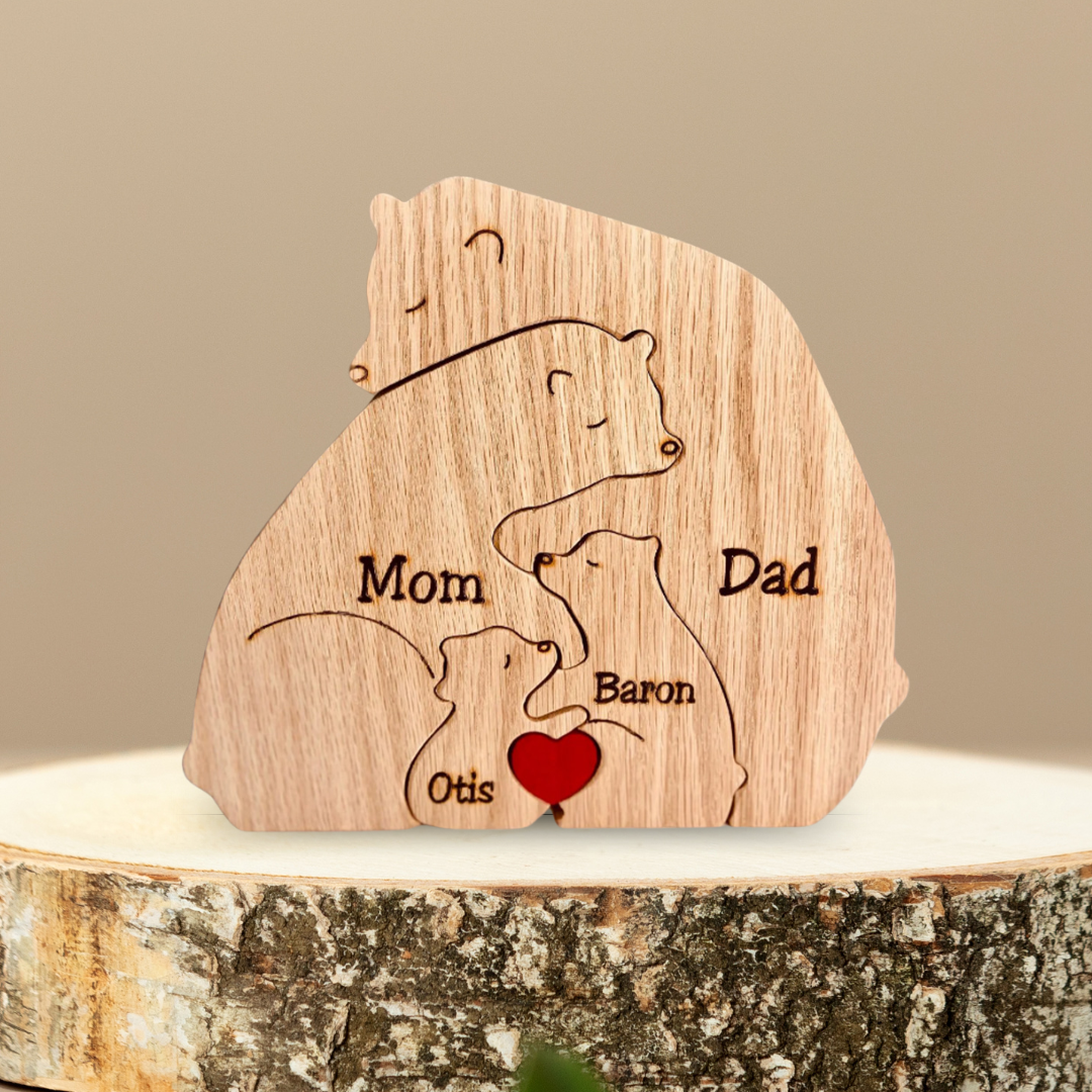 Puzzle In Legno Personalizzato Con Famiglia Di Orsi
