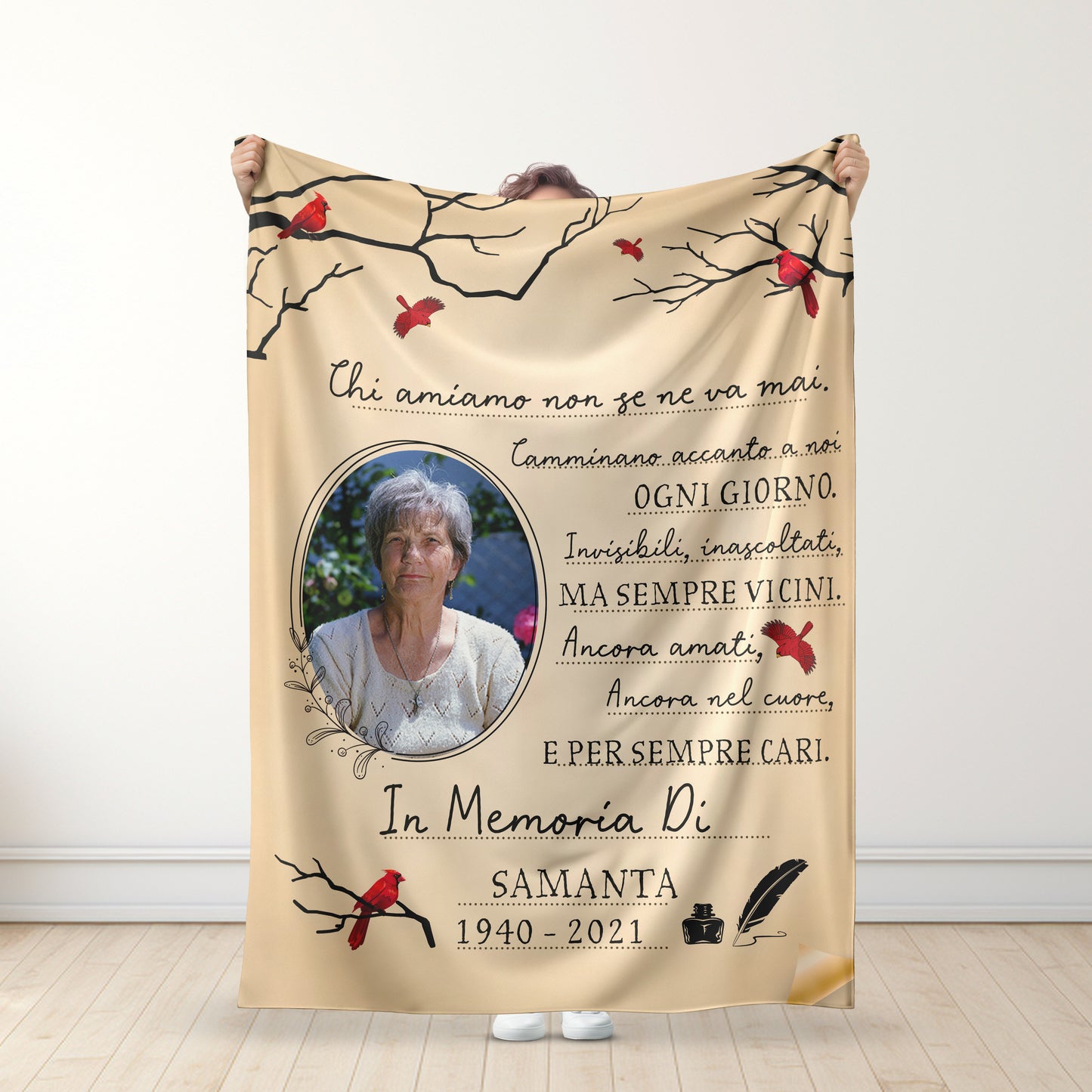 Per Sempre nei Nostri Cuori – Coperta Memoriale Personalizzata per la Nonna con Foto