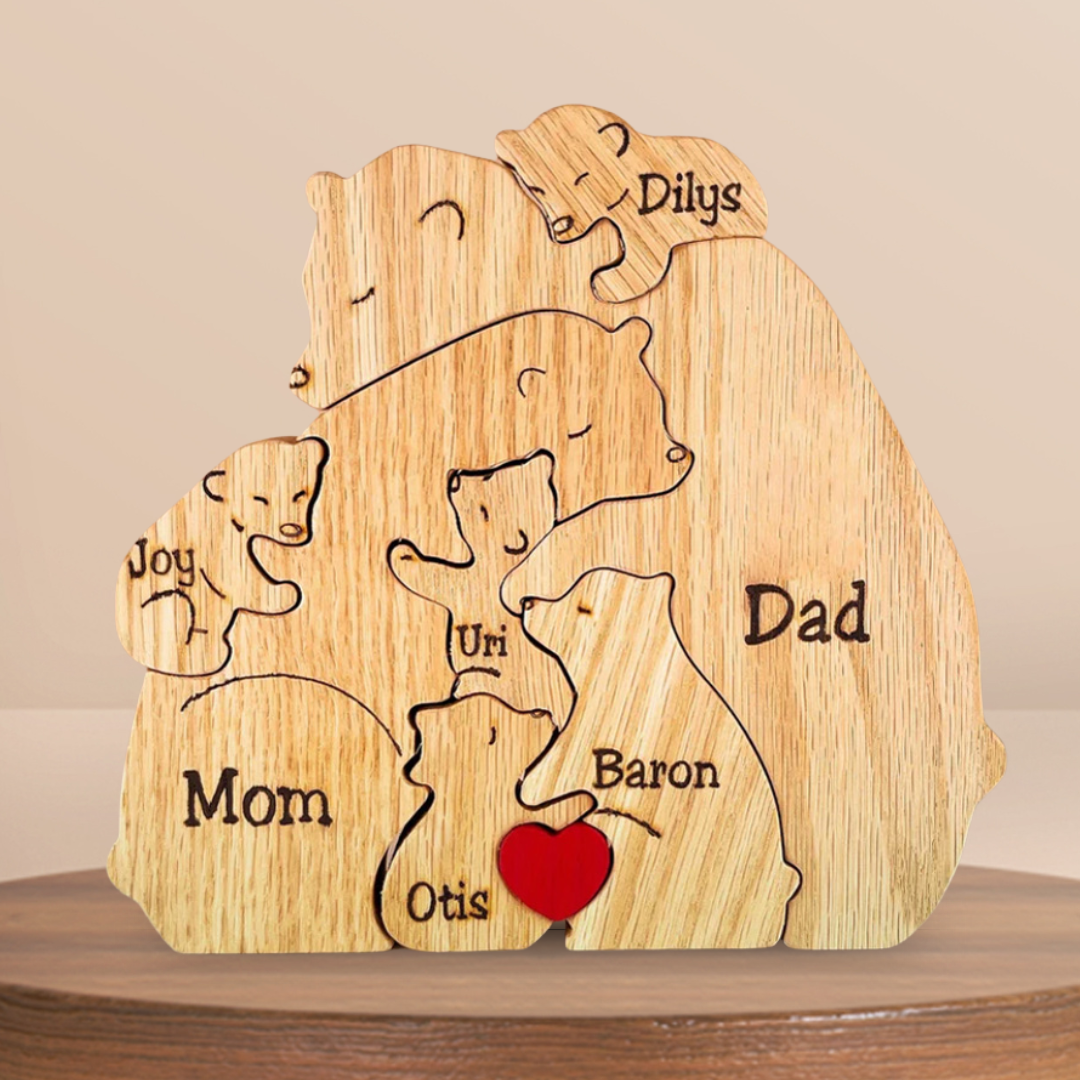 Puzzle In Legno Personalizzato Con Famiglia Di Orsi