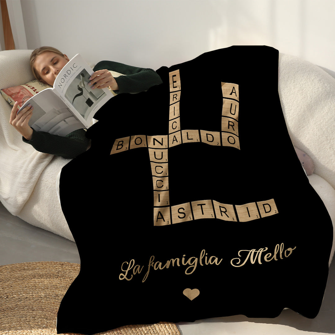 Coperta Cruciverba Personalizzata Per La Famiglia - Regalo Di Natale Personalizzato Per La Famiglia