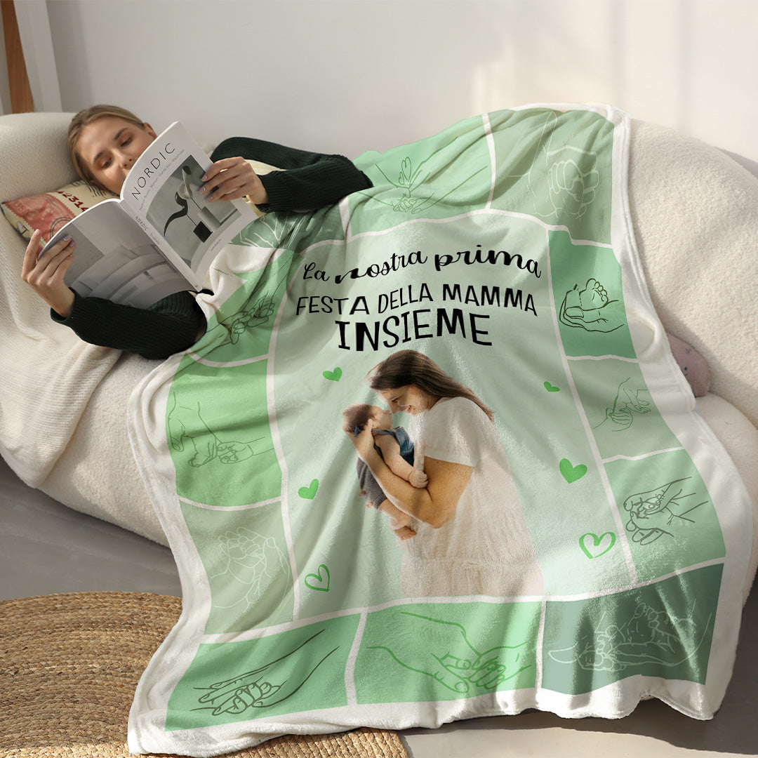 La Nostra Prima Festa Della Mamma Insieme - Coperta Personalizzata Con Foto Per Neomamme