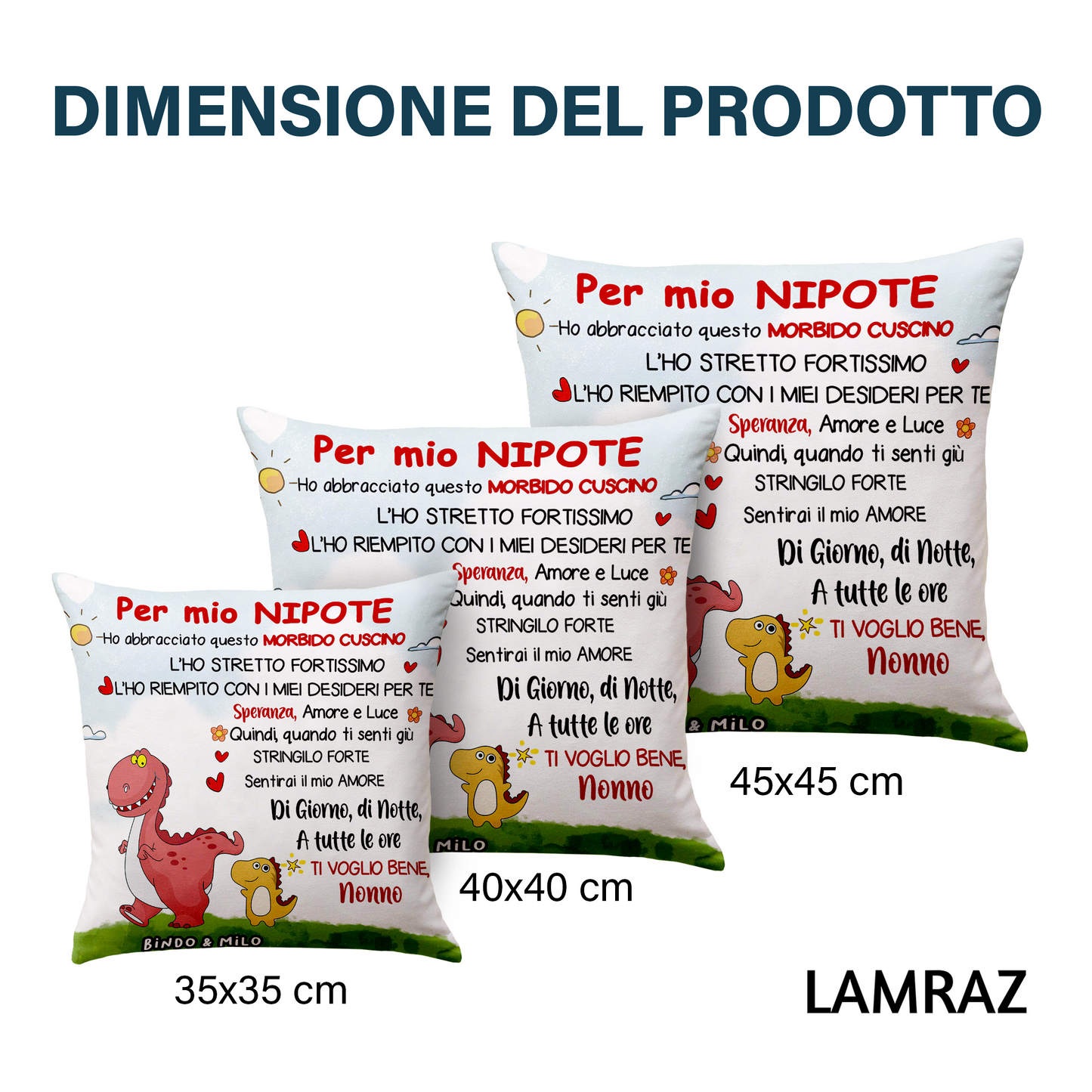 Per mia Nipote/mio Nipote - Cuscino Premium Personalizzato a Tema Dinosauro™
