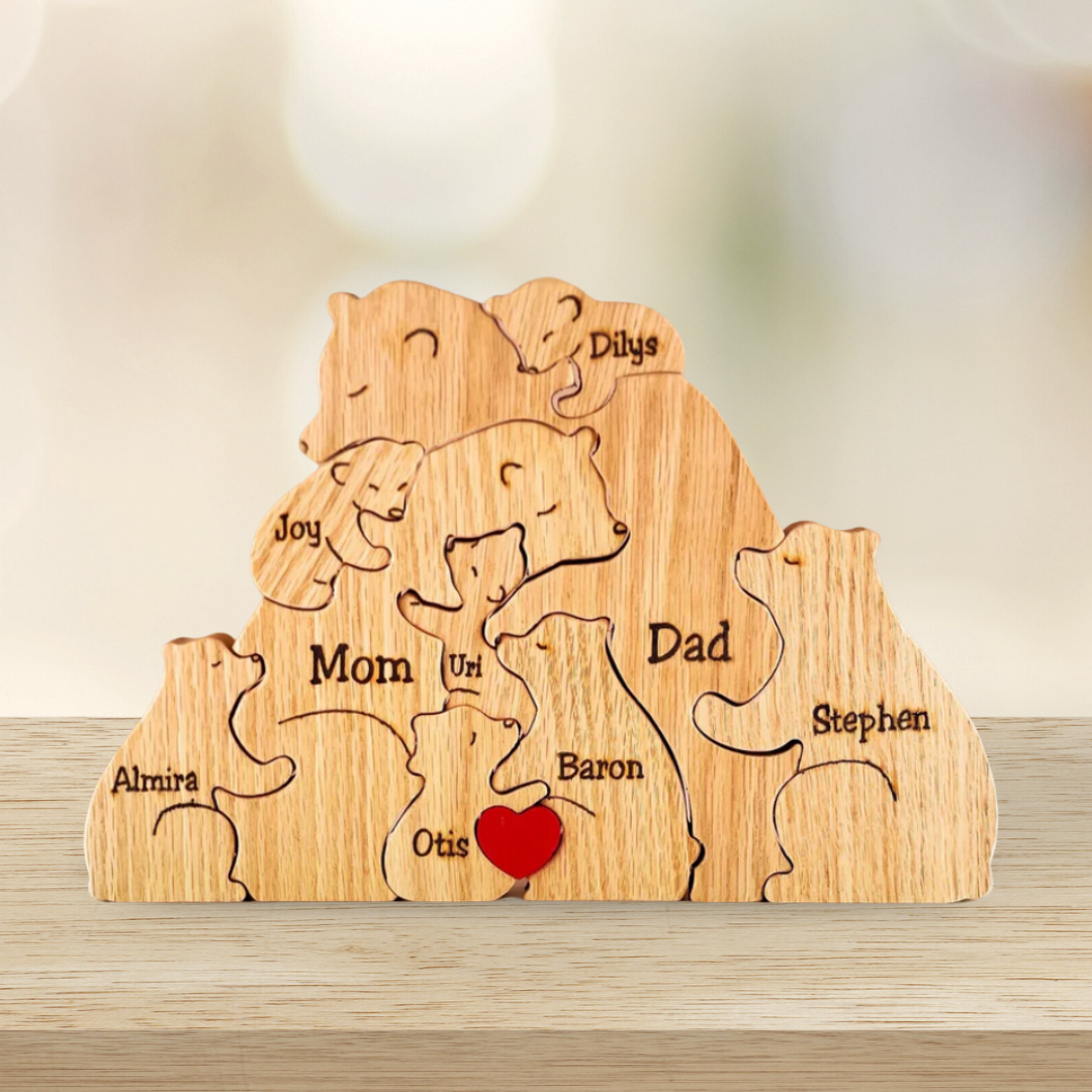 Puzzle In Legno Personalizzato Con Famiglia Di Orsi