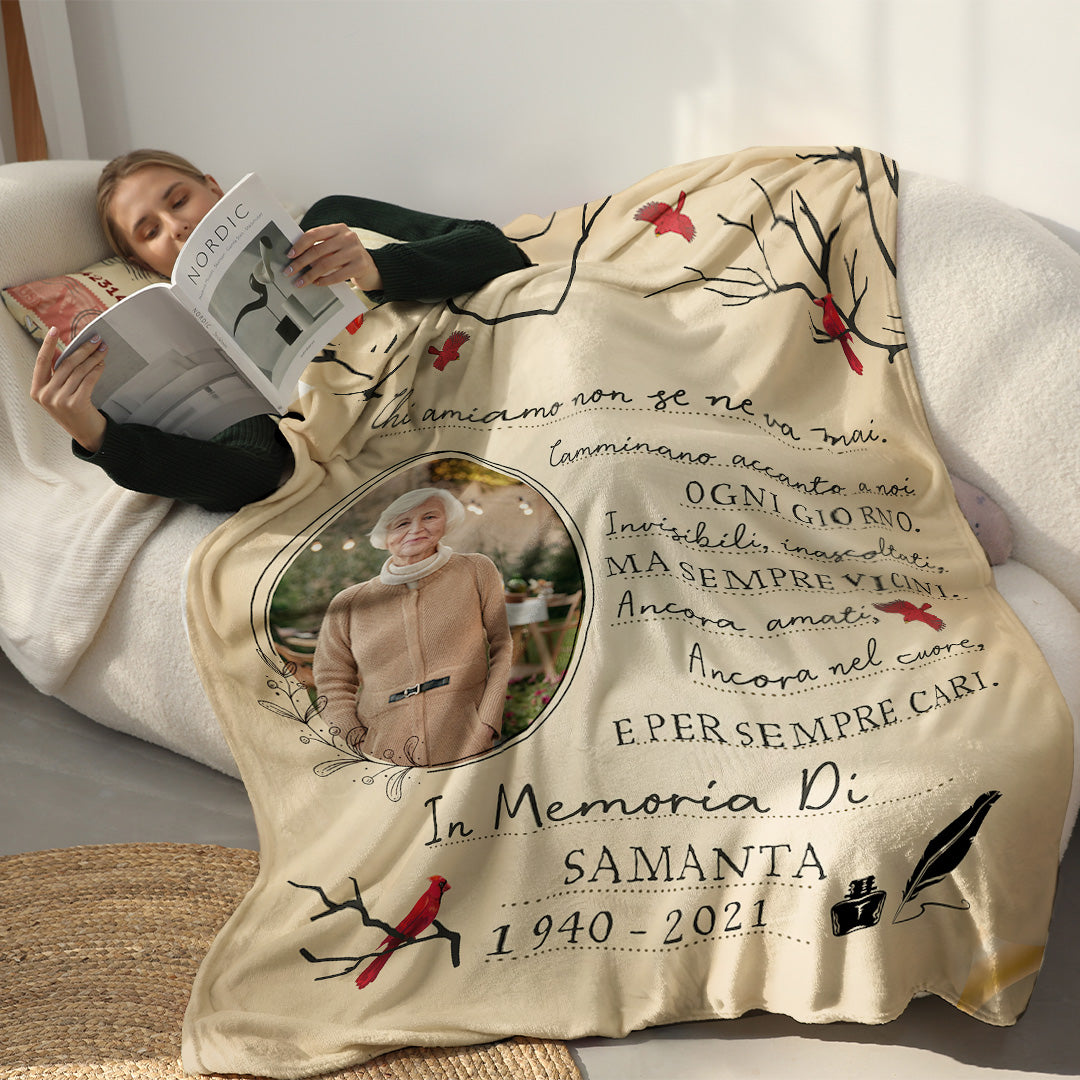 Per Sempre nei Nostri Cuori – Coperta Memoriale Personalizzata per la Nonna con Foto