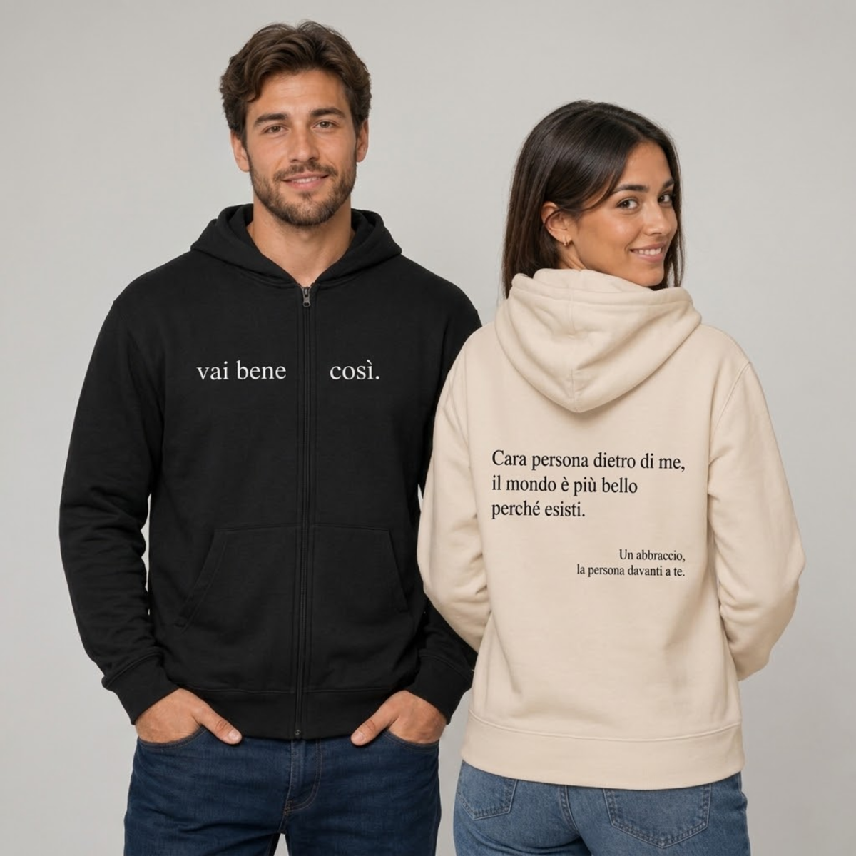 Felpa con cappuccio e zip Vai bene così