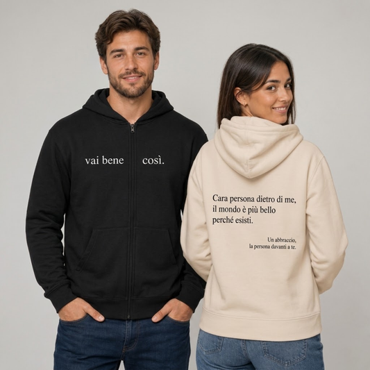 Felpa con cappuccio e zip Vai bene così